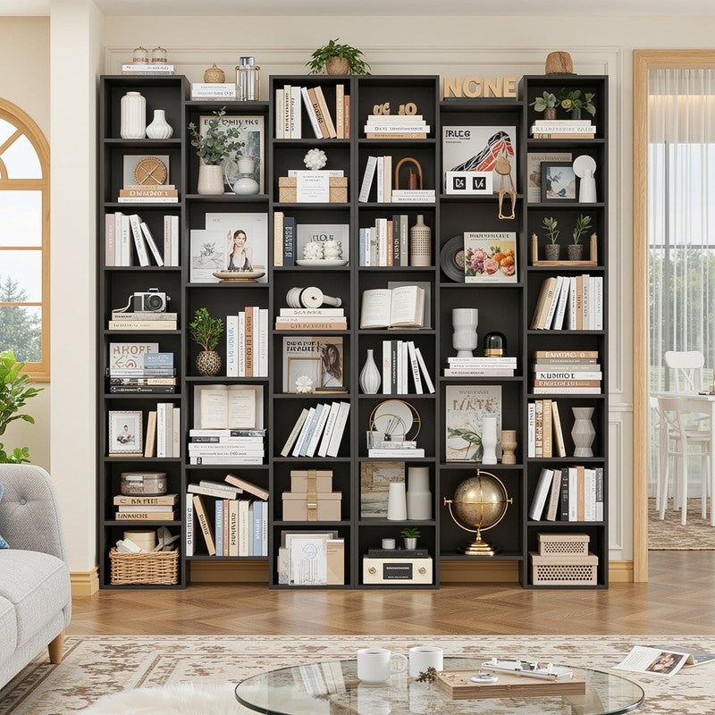 21-Cube Bookcase and Bookshelves with Adjustable Shelves, 71.3'' Triple Width Op3