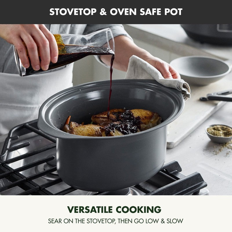 8 Quart Locking Lid Slow Cooker, Healthy Ceramic Nonstick, Graphite2