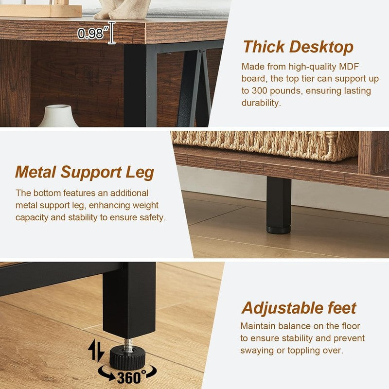 6 Cube Storage Organizer Rustic Brown Industrial Low Wide Bookshelf 3 Tier5