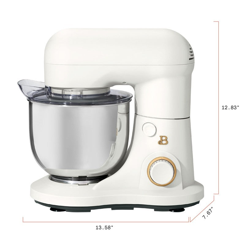 3.5 Qt Stand Mixer White Icing w/ Flat Beater Dough Hook & Whisk6