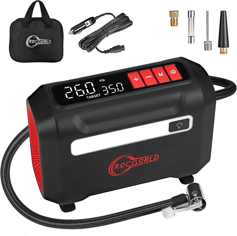 R8 Portable Tire Inflator DC 12V Air Compressor w/ Dual Digital Screen0