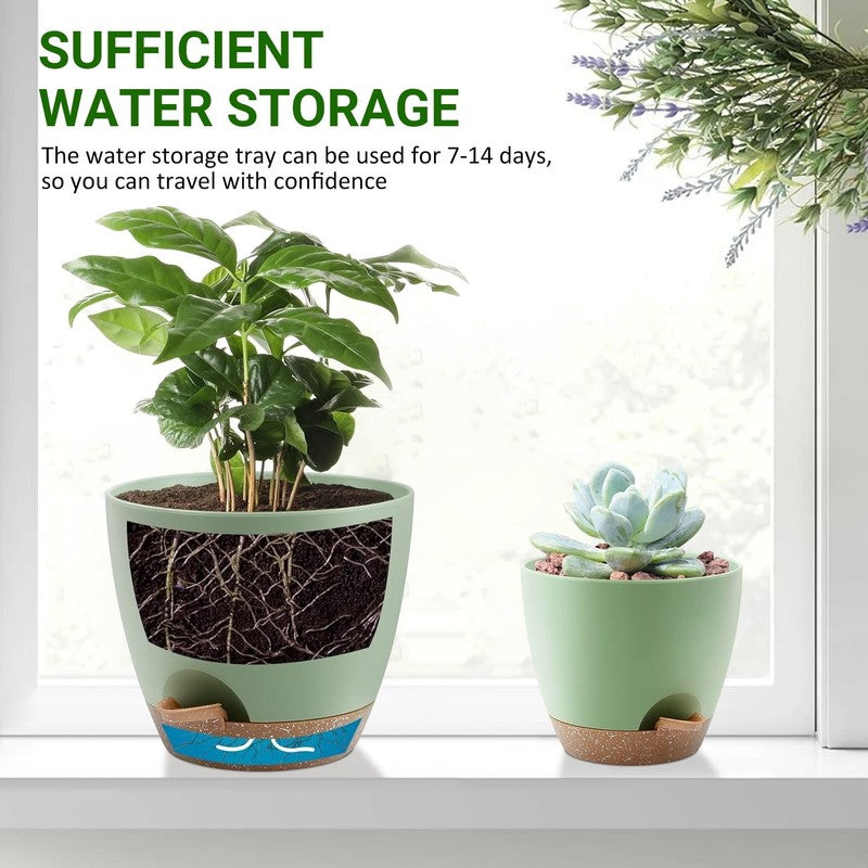 Set of 5 Self Watering Plant Pots with Drainage – Eco Friendly Plastic Planters 5