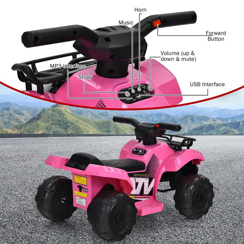 6V Kids ATV Quad Electric Ride on Car Toy Toddler with LED Light MP3 Pink7