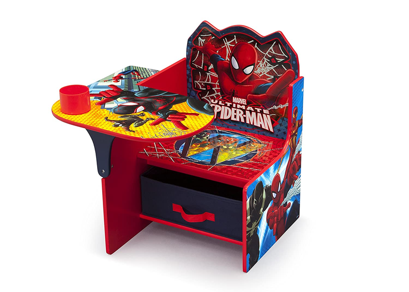 Spider Man Chair Desk w/ Storage Bin Armrest & Cushion Greenguard Gold Wood8