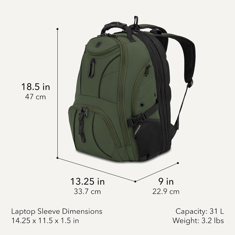 2 Piece Travel Set Carry On Spinner + 17" Laptop Backpack RFID Evergreen1
