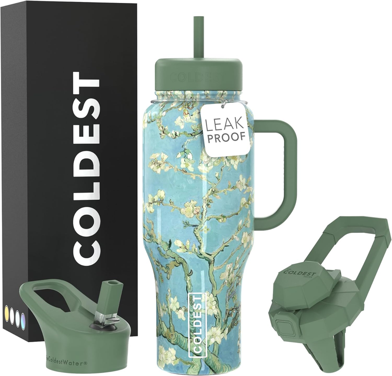 Coldest 36oz Insulated Tumbler Handle Straw Spill Proof Stainless Steel Cup11