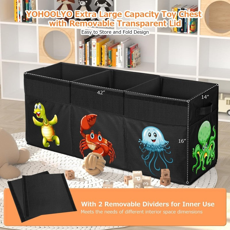 Extra Large Toy Box Collapsible 155L Kids Storage Organizer Bin Black5