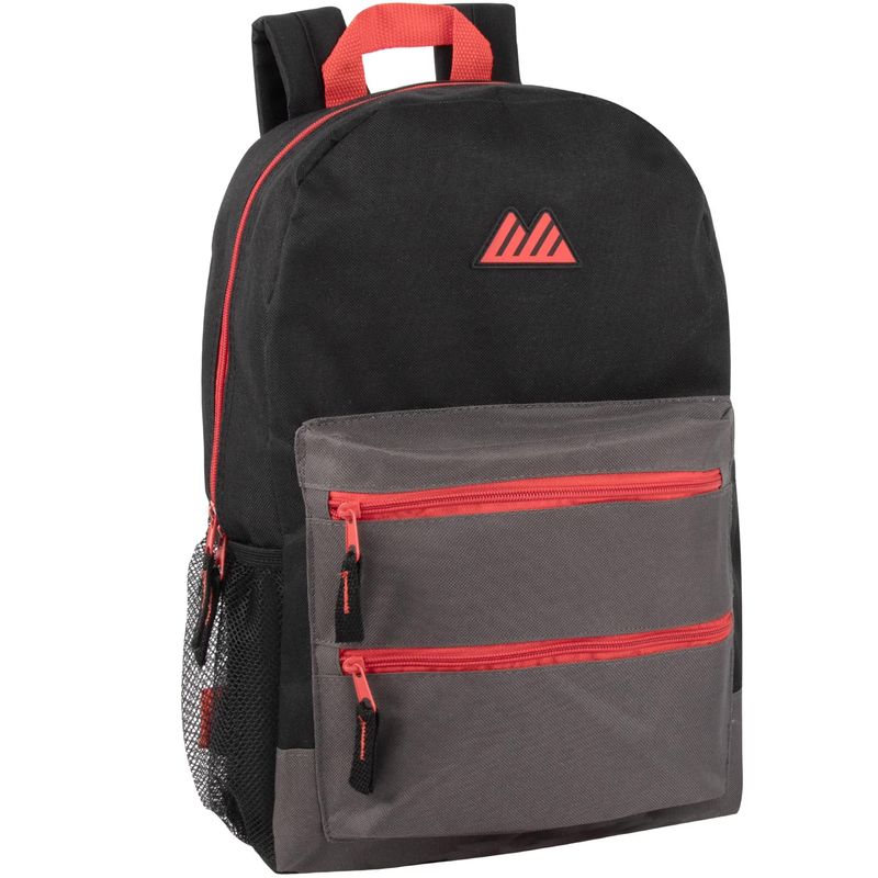 Black Red Multipocket Backpack 17" Travel School Commuter11