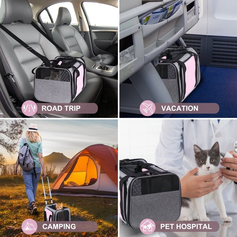 “Rolling Pet Carrier with Wheels – Foldable Airline Approved Dog & Cat Travel2