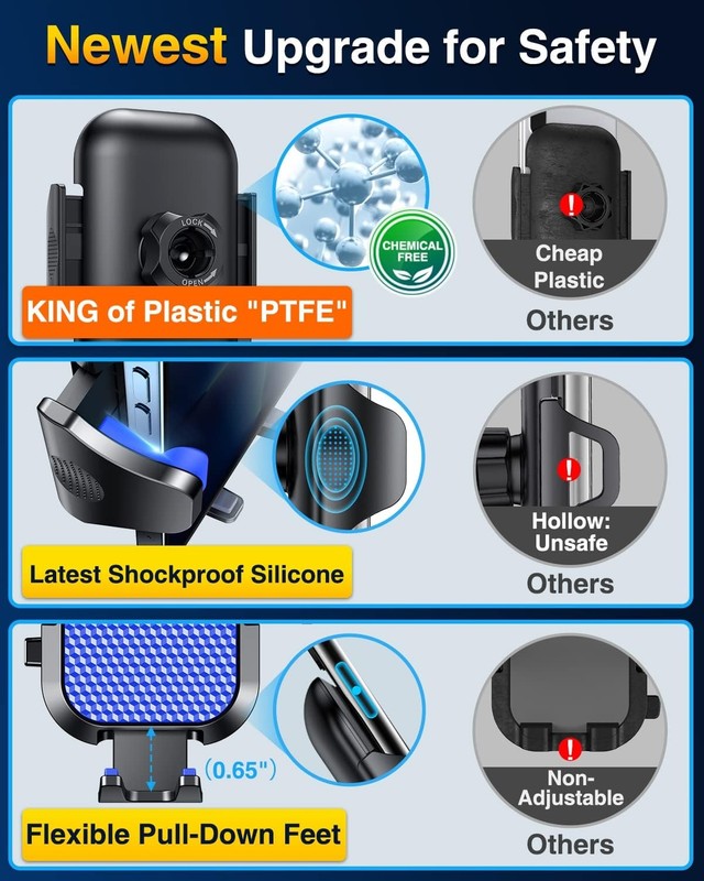 Upgraded Ace Car Phone Holder - Steel Hook & Super Suction Cup, Blue6