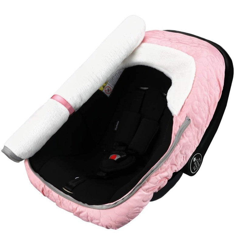 Winter Baby Car Seat Cover, Plush Fleece Canopy for Infants, Pink6