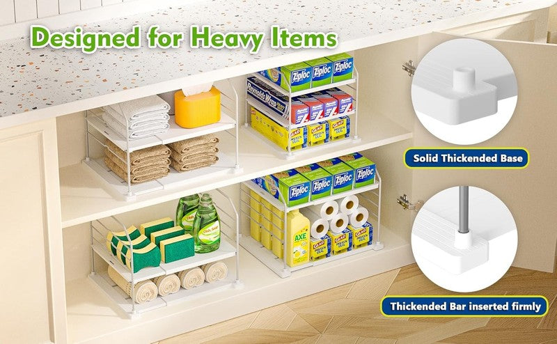 Extendable 3 Tier Kitchen Organizer Holder for Jars Bottles Cans 11 16.7" 2pc3