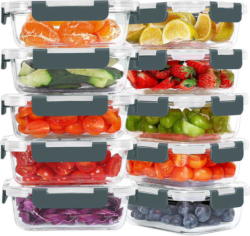 10 Pack 22oz Glass Meal Prep Containers Airtight BPA Free6