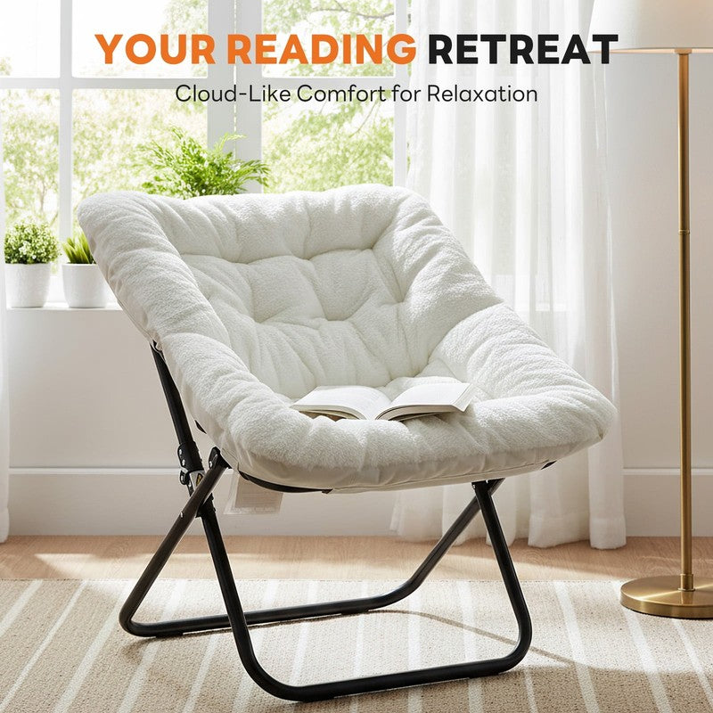 Comfy Chair for Adults, Soft Faux Fur Folding Lounge for Bedroom Living Room Dor1