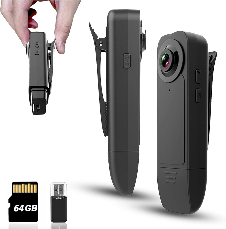 1080P Mini Body Camera with Audio, 64G Card, Night Vision, Wearable DV8
