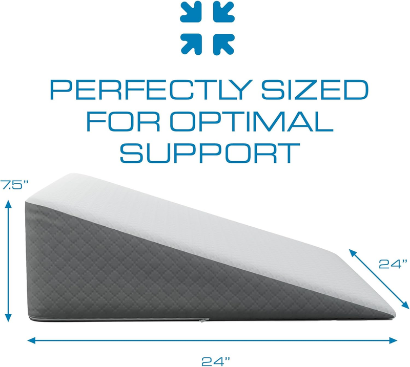 Bed Wedge Pillow 7.5" Sleep Apnea Acid Reflux Back Pain Relief7