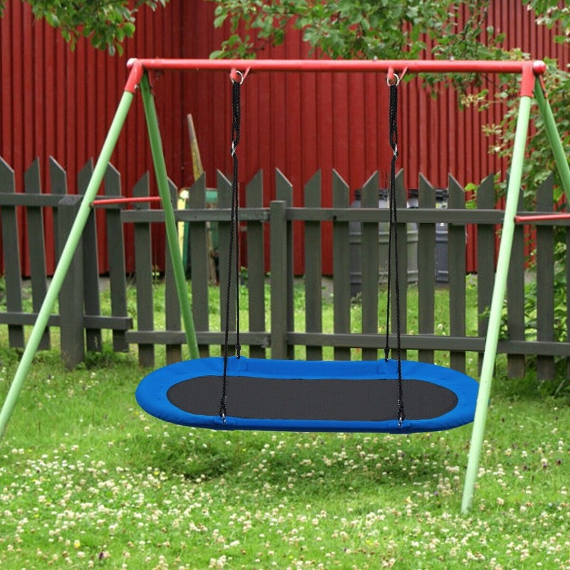 60" Saucer Tree Swing, Adjustable Outdoor Kids Giant Oval Platform, Blue6