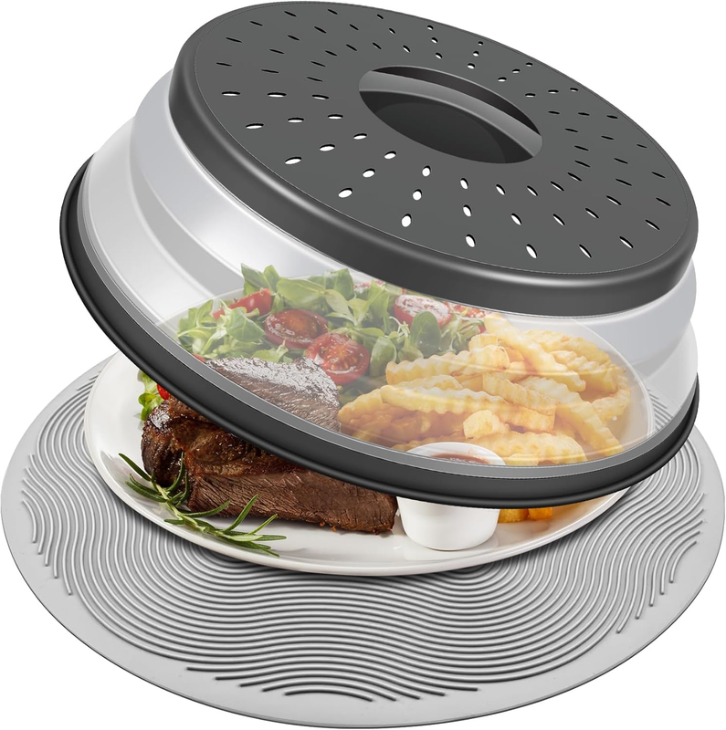 12 Inch Microwave Food Cover Silicone Splatter Guard Collapsible Lid11