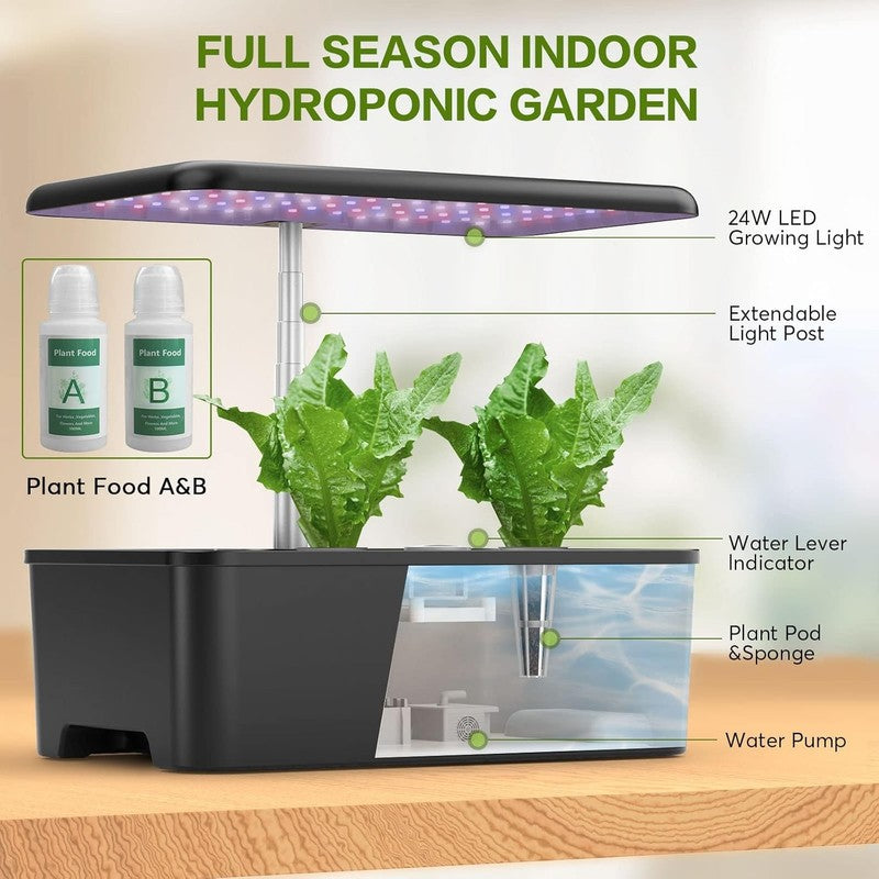 12 Pods Hydroponics Growing System, Indoor Garden with LED Grow Light, Plants Ge1