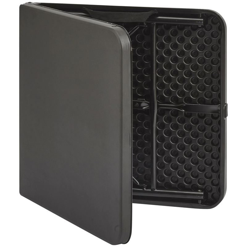 40" Plastic Adjustable Height Fold In Half Folding Table, Rich Black1