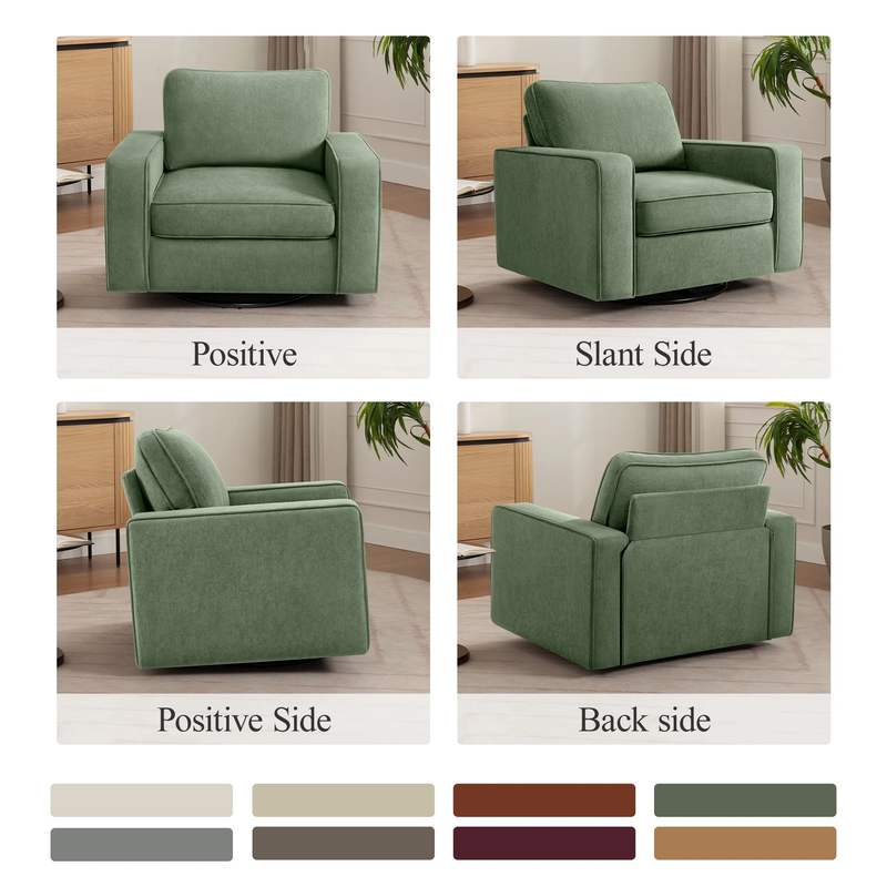 360° Swivel Accent Chair Comfy Upholstered Armchair Green5