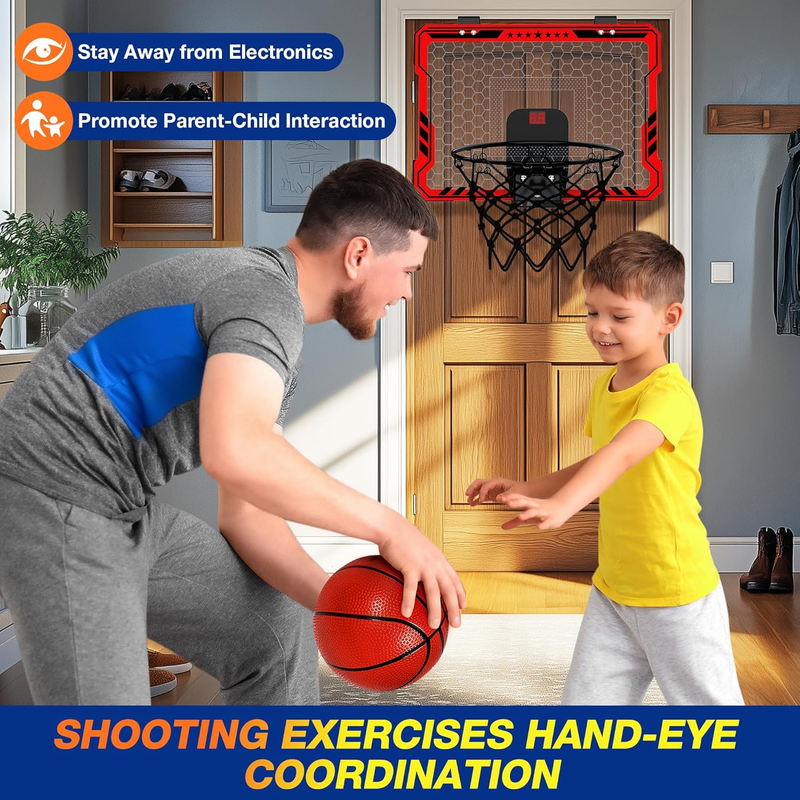 Indoor Basketball Hoop Mini Hoop LED Scoreboard 4 Balls Over Door4