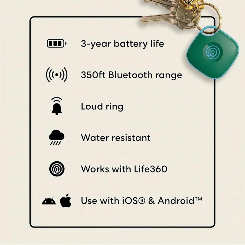 Bluetooth Tracker Tile Key Finder Item Locator iOS Android Green Surf7