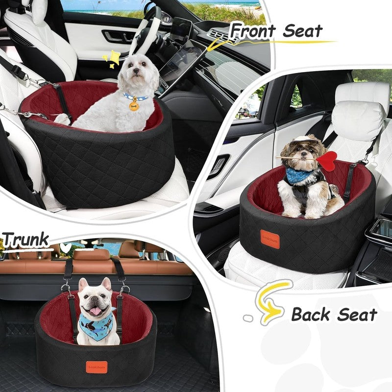 Dog Car Seat Small Dogs up to 30lbs Memory Foam Washable Anti Slip Black/Red4