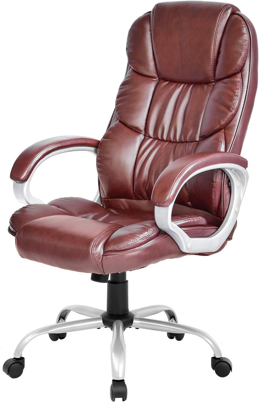Ergonomic High Back Executive Office Chair with Lumbar Support - Brown PU Leathe10