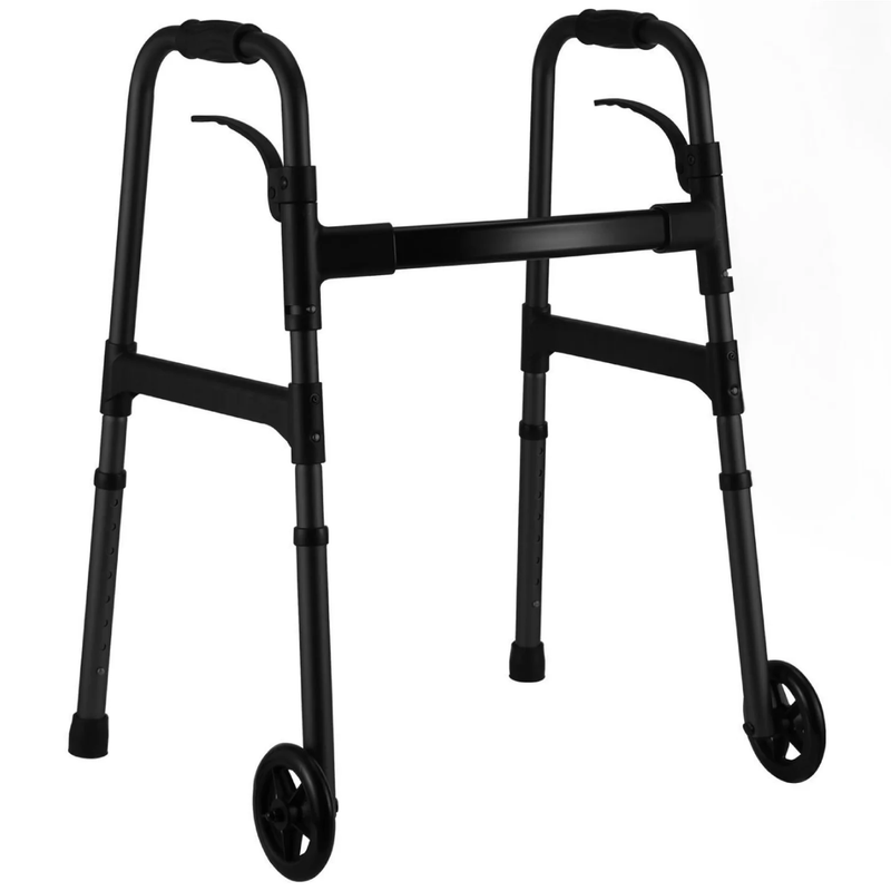 Folding Walker with Wheels, 8 Levels Adjustable Height 30.5"-37.5", 300Lbs Weigh10