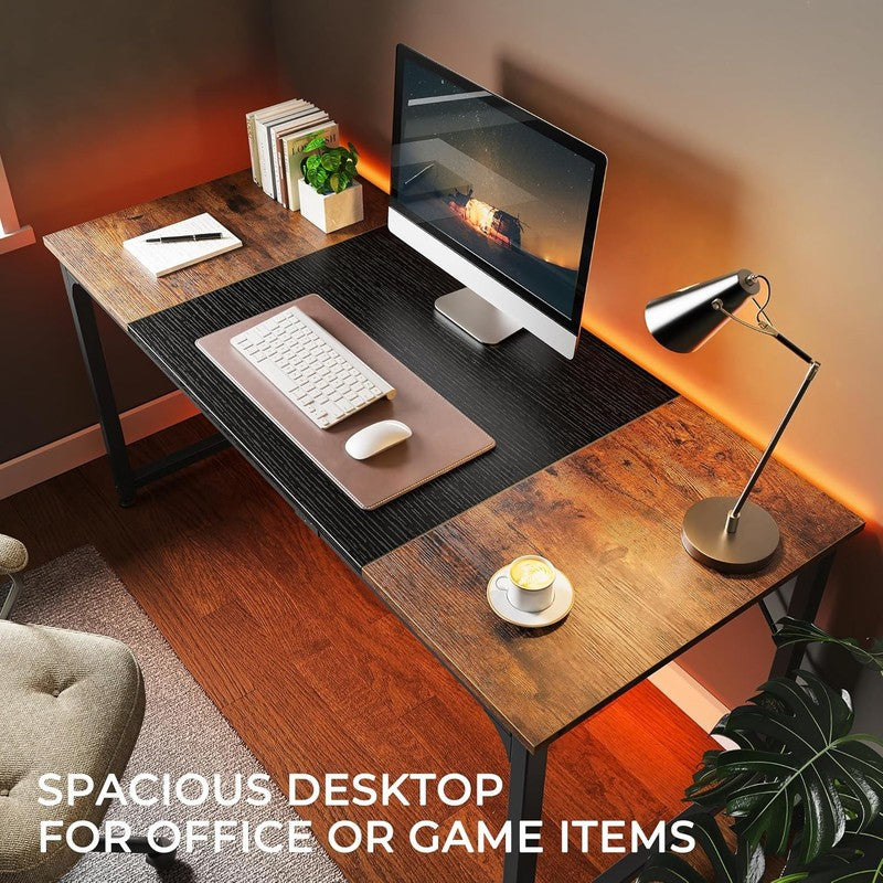 63" Computer Desk Rustic Brown & Black   Office, Gaming, Storage, Metal Frame4