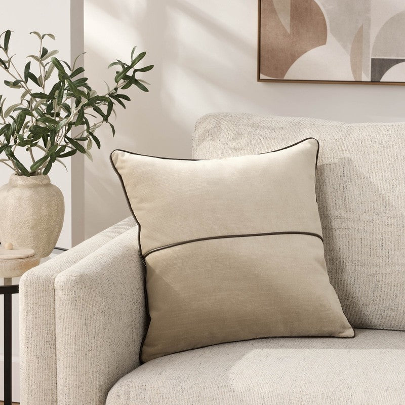 Velvet Pillow with Faux Leather Trim – 18"X18"3