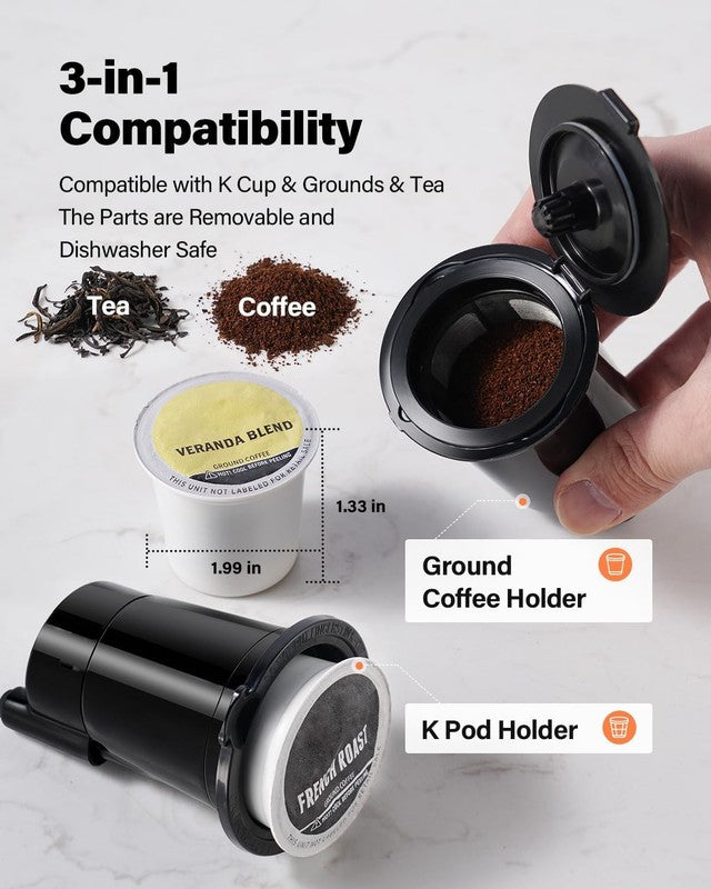K Cup Coffee Maker Bold Setting Hot & Iced Single Serve 6 14oz 52oz Gray5