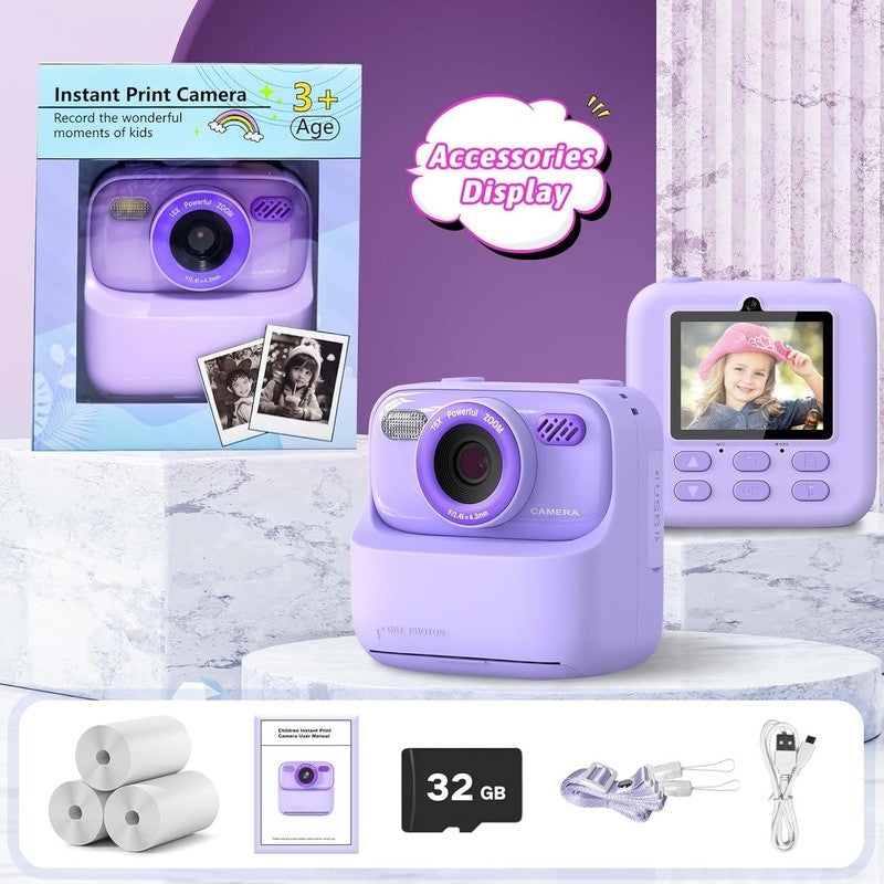 Kids 1080P HD Dual-Lens Instant Camera with Print Paper & 32G Card6