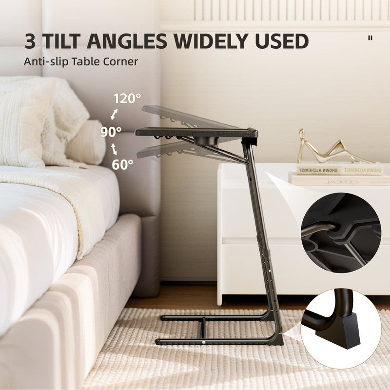 2 Pack Folding TV Tray Table Set 6 Heights 3 Tilt Angles Sofa Desk Black4
