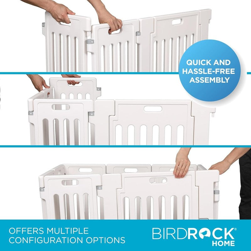 8 Panel Dog Playpen w/Door 25.6in Plastic Puppy Pet Fence Indoor Outdoor White5