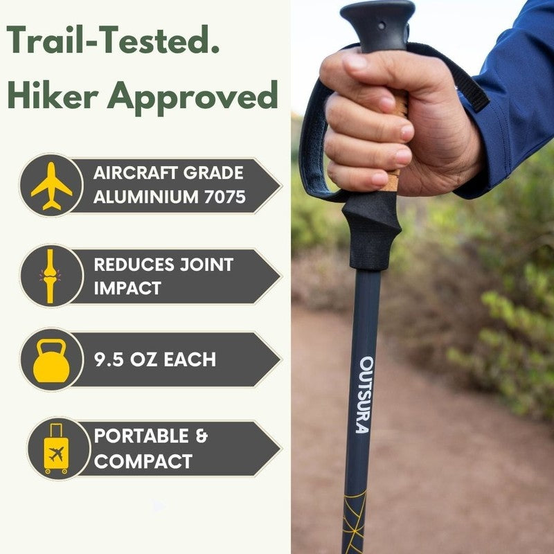 Trekking Poles for Hiking (Pair of 2) Lightweight Aluminum Collapsible Hiking Po1