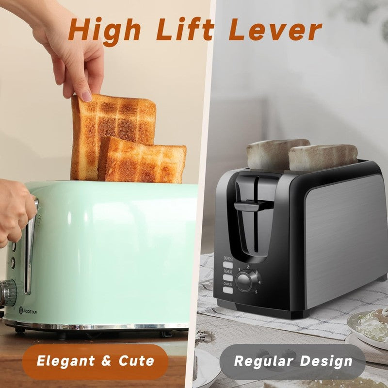 Retro 2 Slice Toaster Aqua Green - Wide Slots, Bagel, Defrost, 6 Shade6