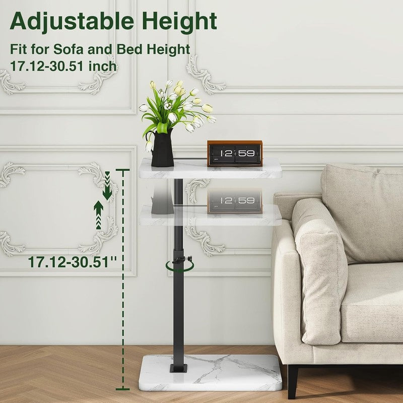 C-Shaped 360° Swivel Adjustable Side Table White & Black Sofa/Bed2