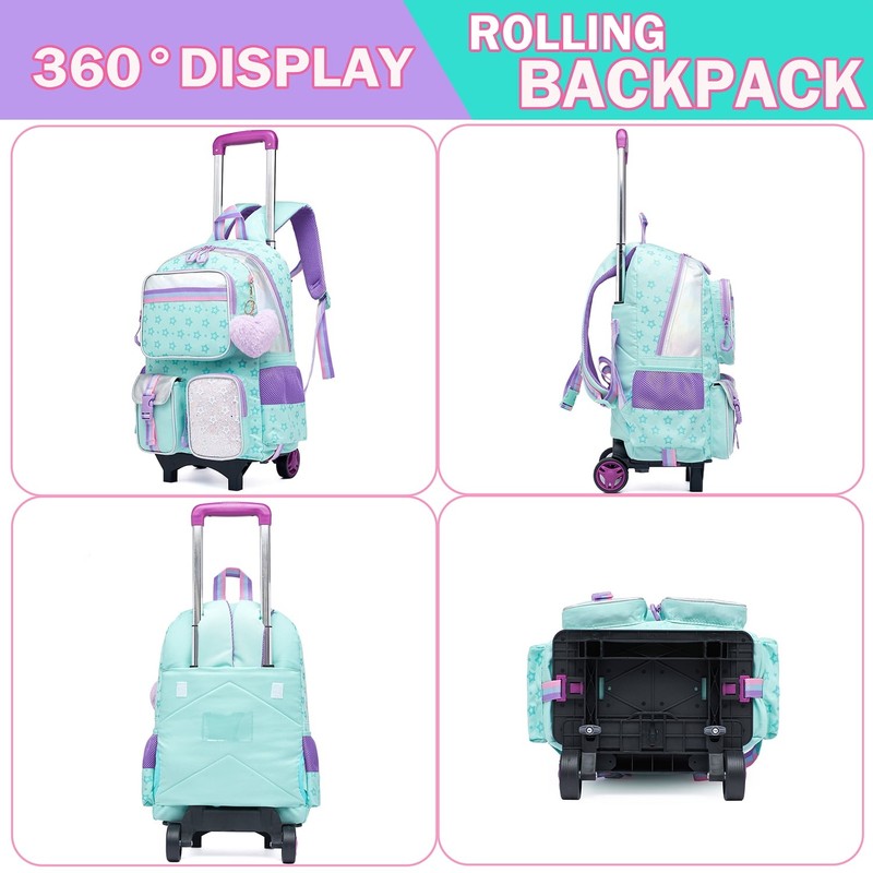 Kids Rolling Backpacks for Girls with Wheels Roller Trolley Backpack for Element2
