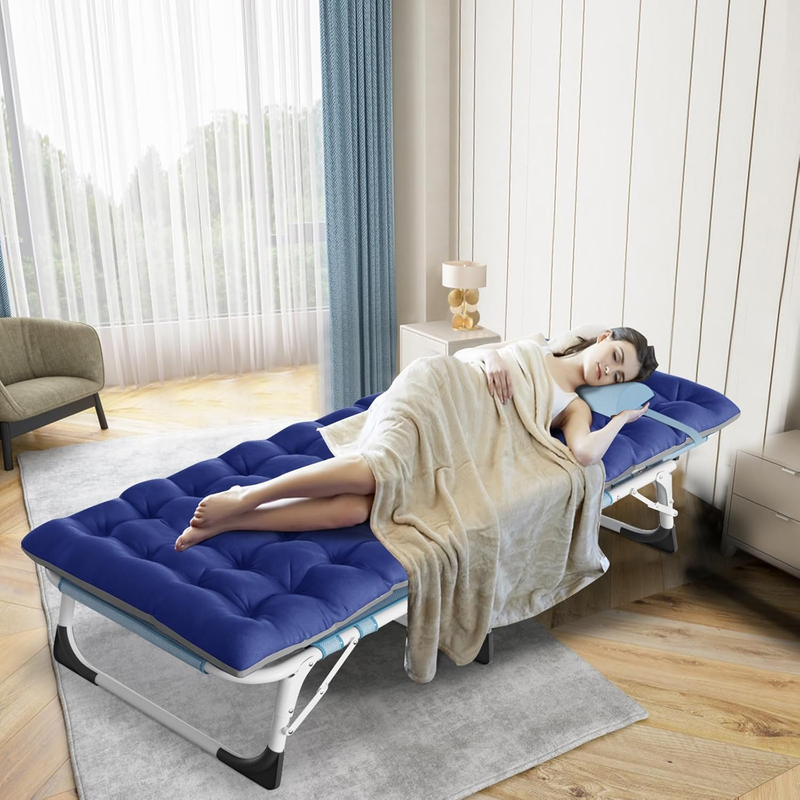 Camping Cot Extra Wide Heavy Duty 1200D Oxford Folding Bed w/ Mat Portable Sleep6