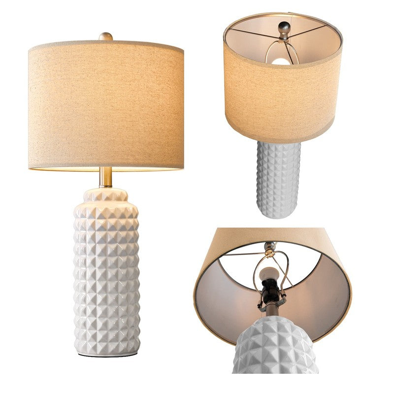 Set of 2 Modern Ceramic Table Lamps 24.5" for Bedroom & Living Room White7