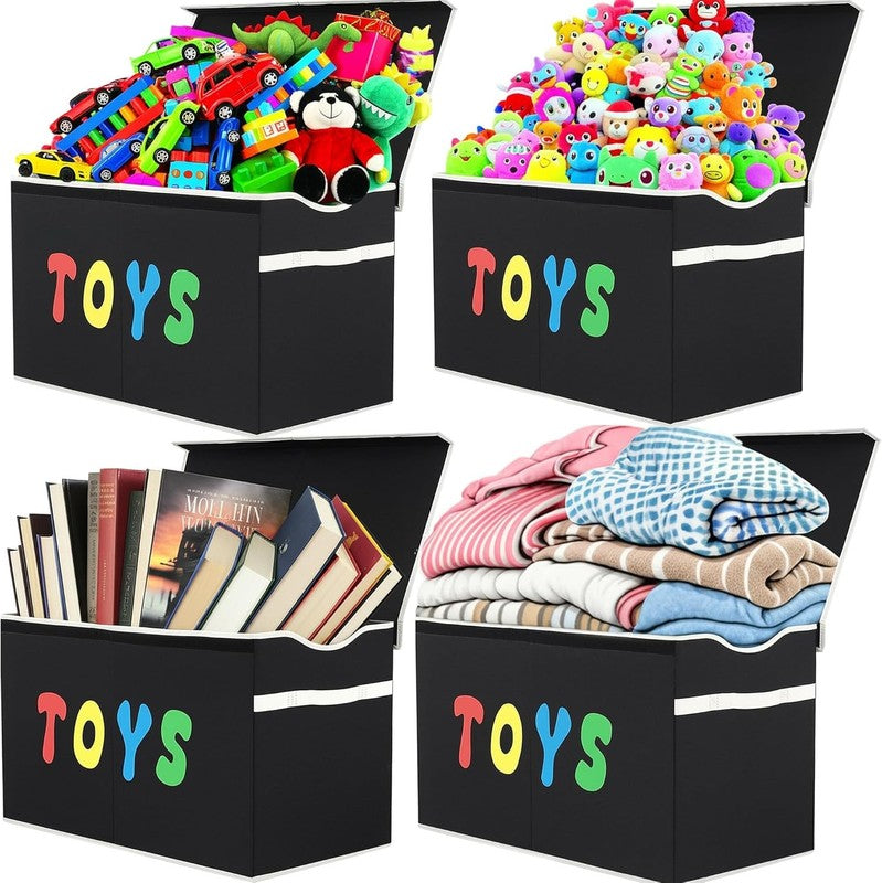 Toy Box Chest Collapsible Kids Storage Bins Extra Large Organizer Black1