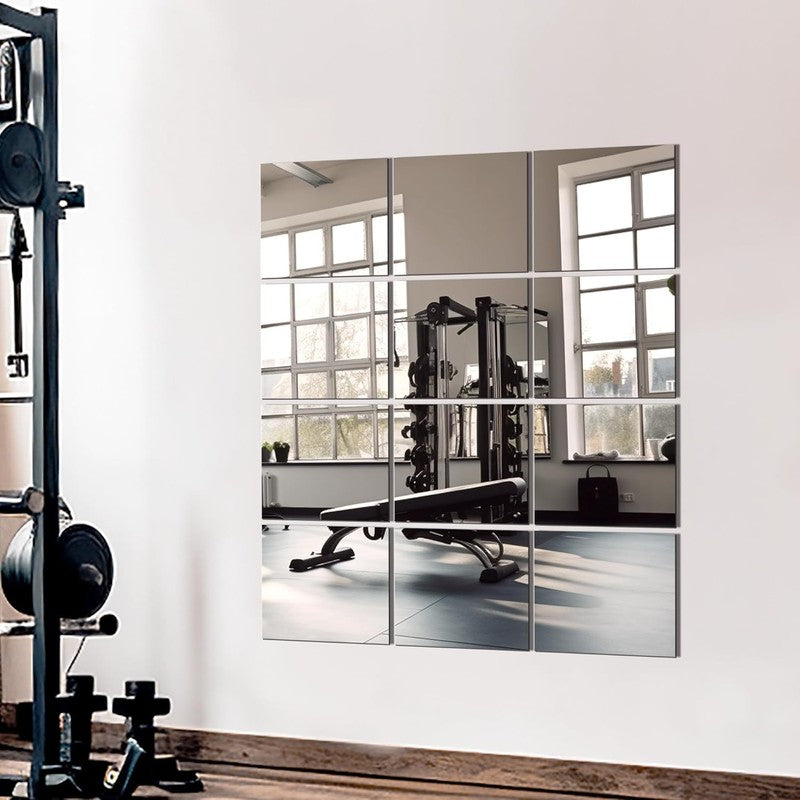 Home Gym Mirror Tiles 12 Pcs 14x12 Full Length Wall Mirrors for Garage Bedroom1