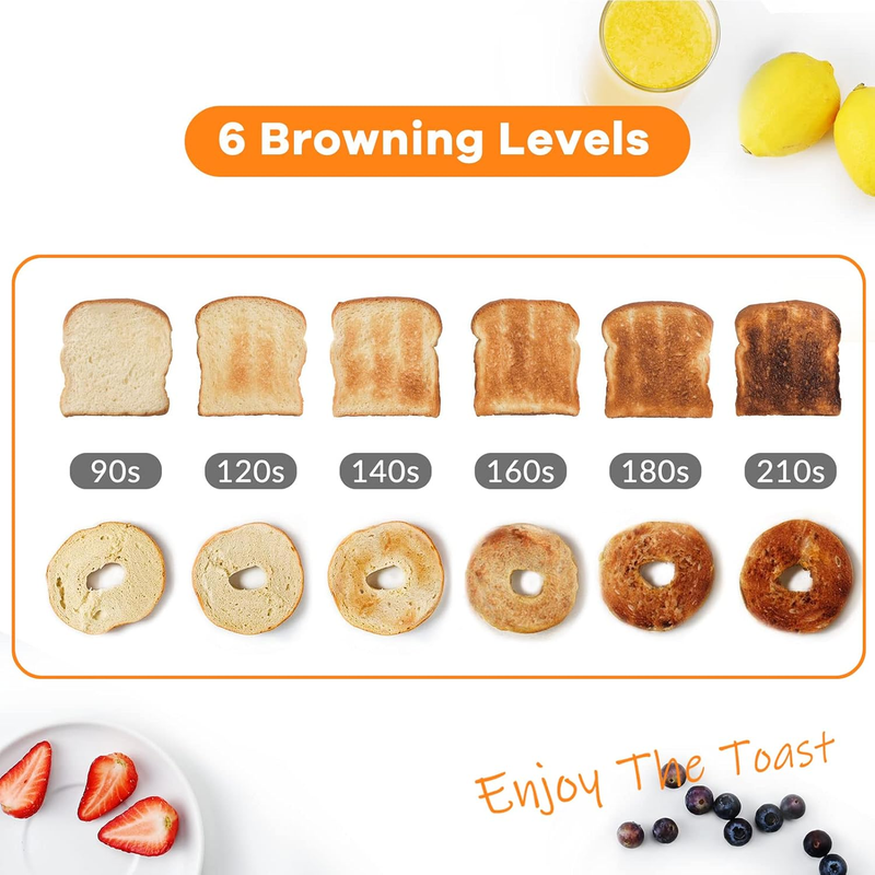 2 Slice Stainless Steel Toaster - Timer, Bagel, Defrost, Warming Rack, 6 Shade2