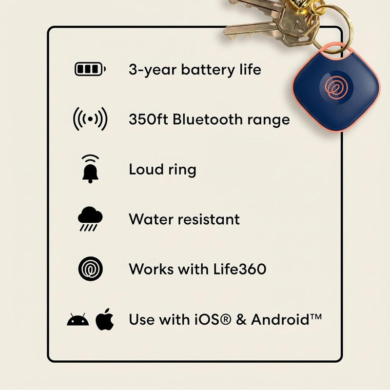 Bluetooth Tracker Tile Mate Key Finder Item Locator iOS Android 4 Pack7