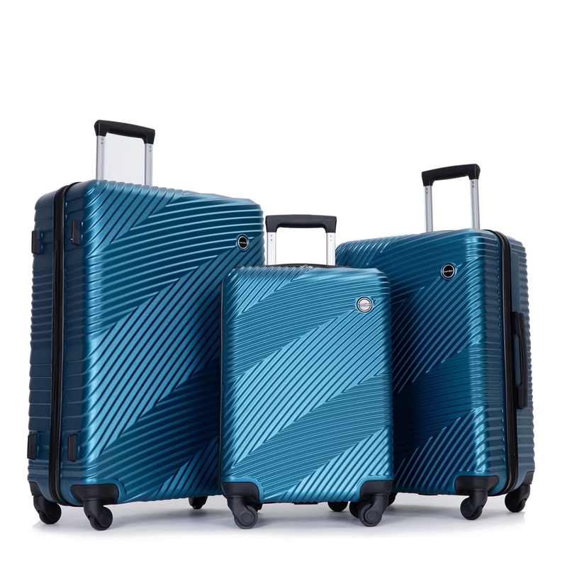 Stylish 3 Piece Lightweight Blue Hardside Luggage Set with Spinner Wheels9