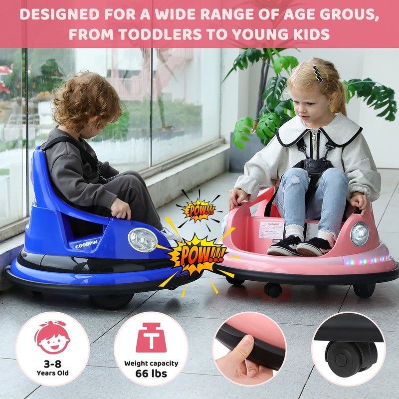 12V Pink Toddler Bumper Car 360° Spin Remote Control Ride-On with 5 LED Lights9