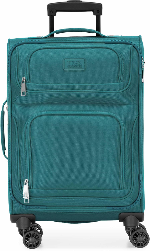Rio Carry On Suitcase Lightweight Softside 4 Wheel Spinner Set Teal1
