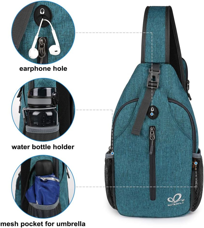 Teal Blue Sling Bag Crossbody Backpack Travel Hiking Daypack3